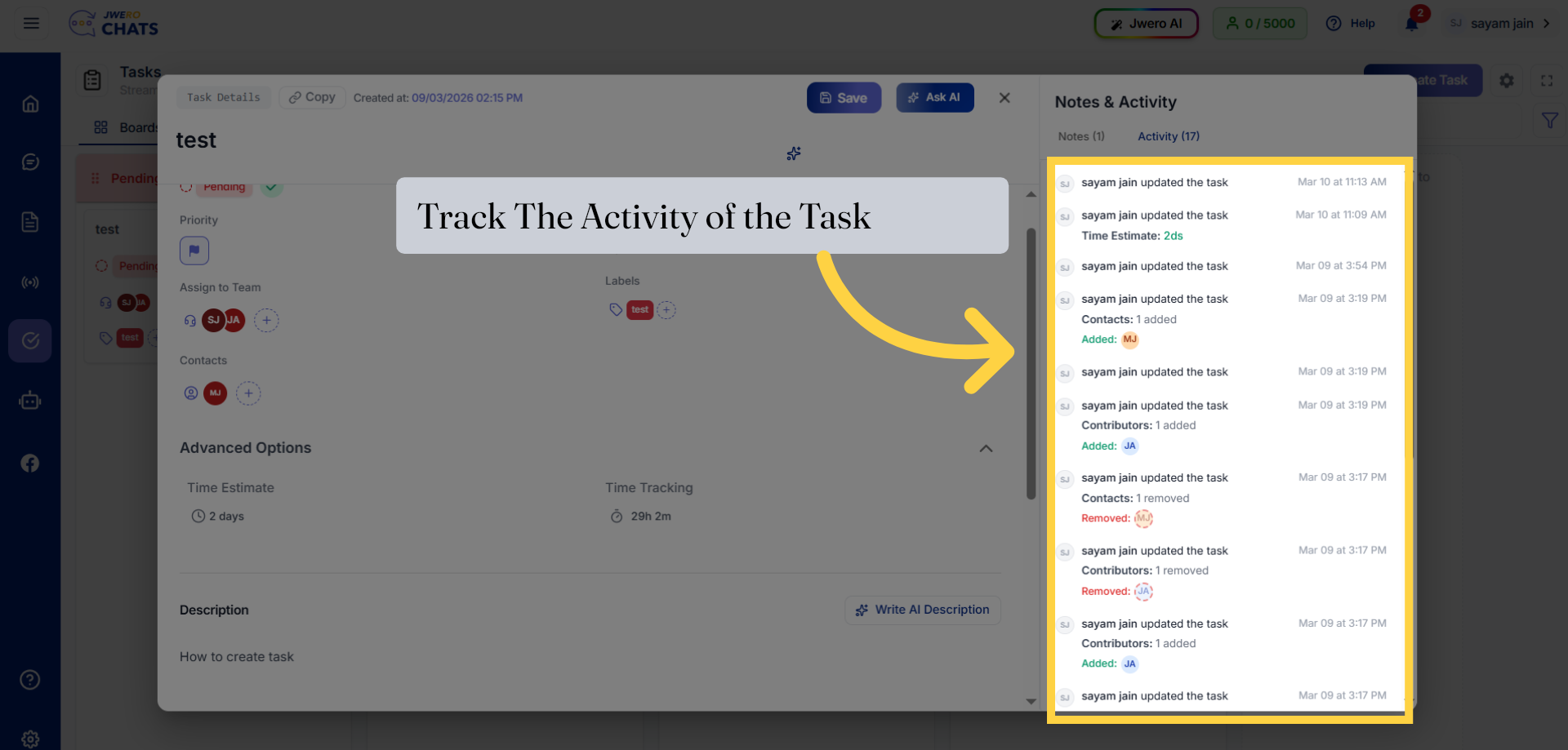 Track All Activity Related To Task