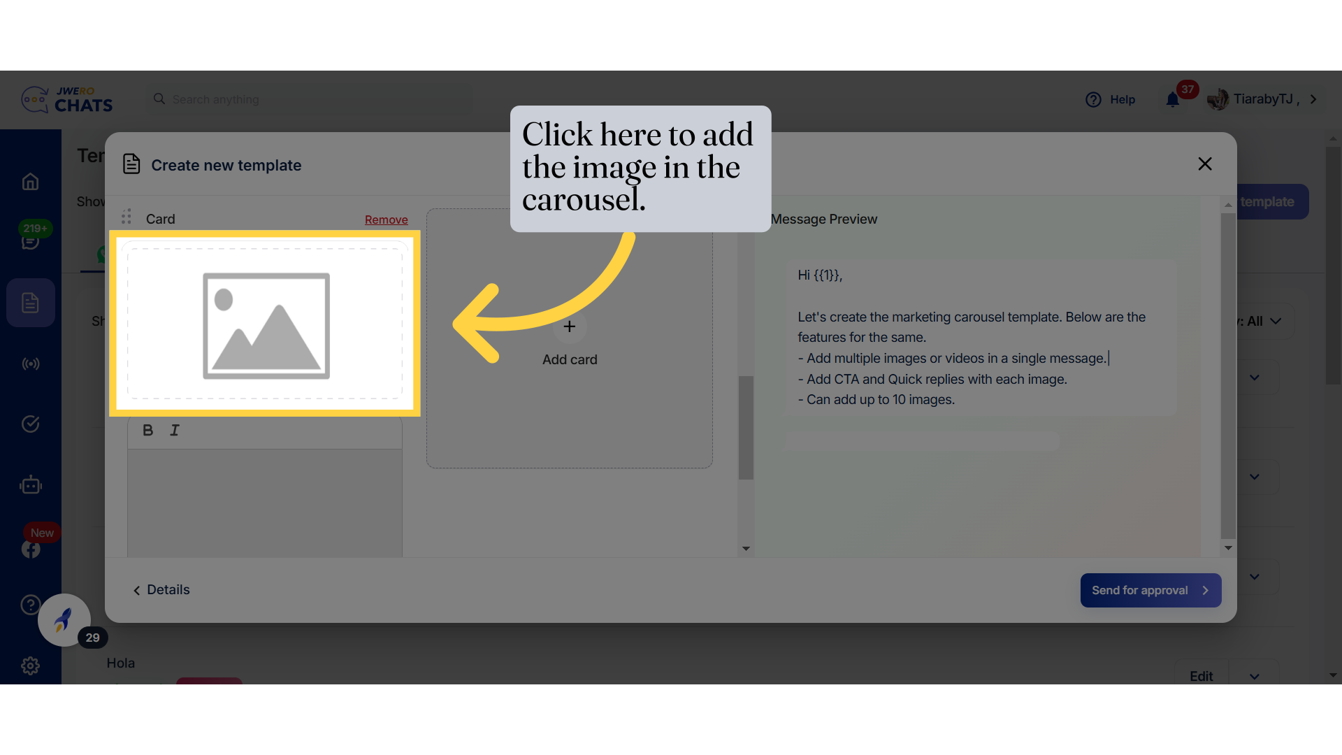 Click here to add the image in the carousel.