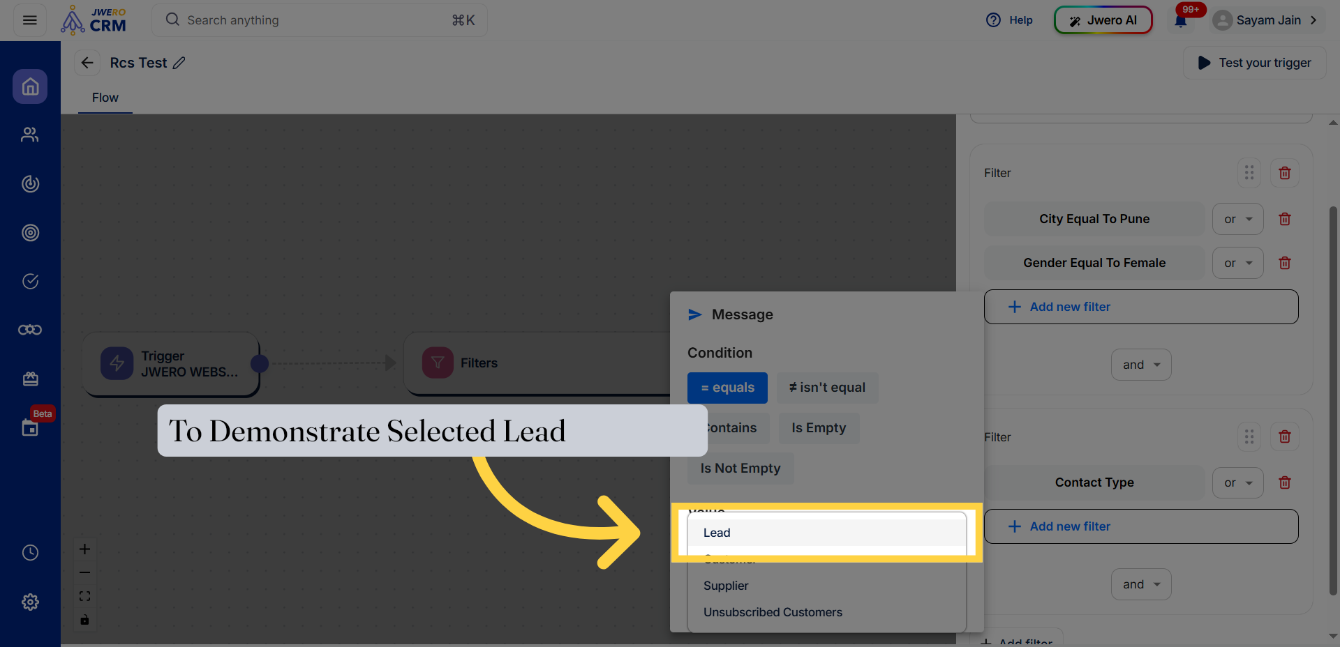 Choose Lead Contact Type