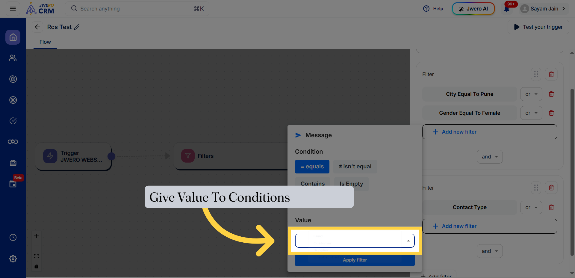 Open Contact Type Options