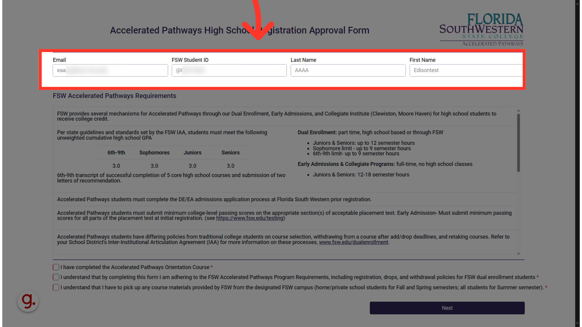 Verify your information is displayed correctly.