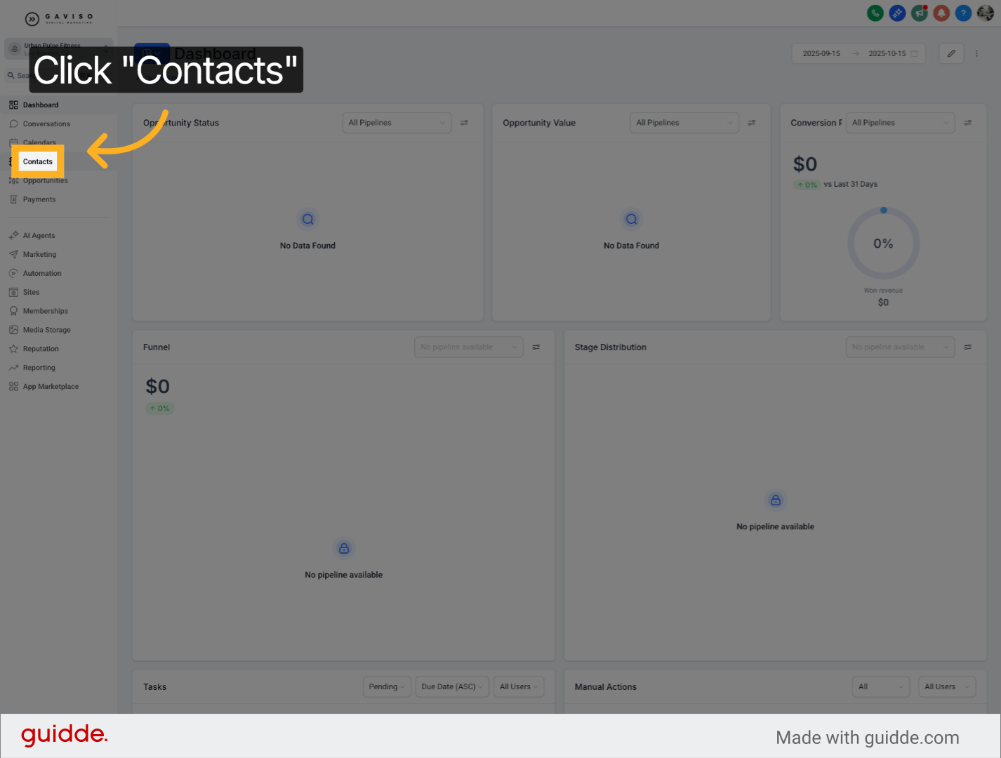 Navigate to Contacts Section