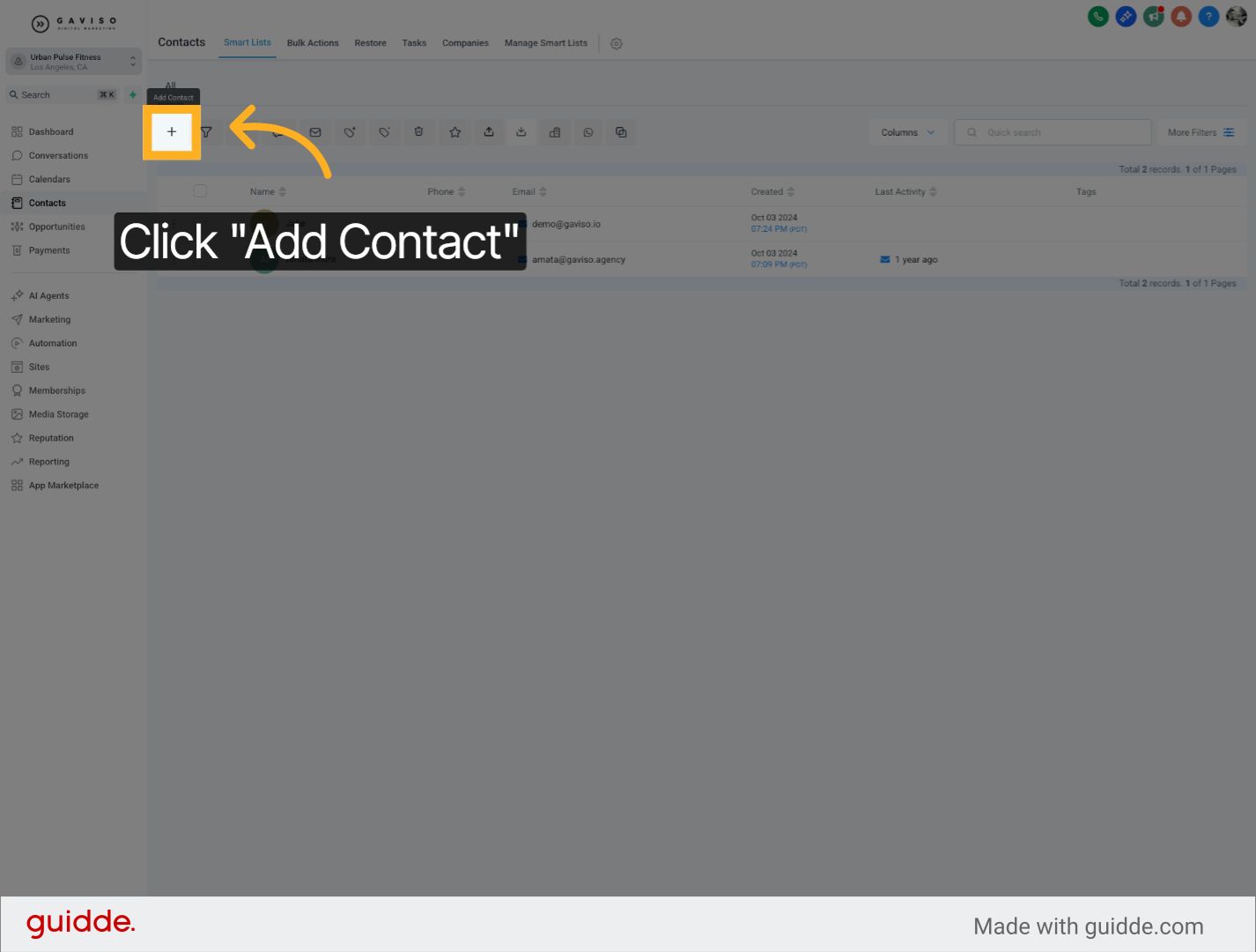 Open Add Contact Form