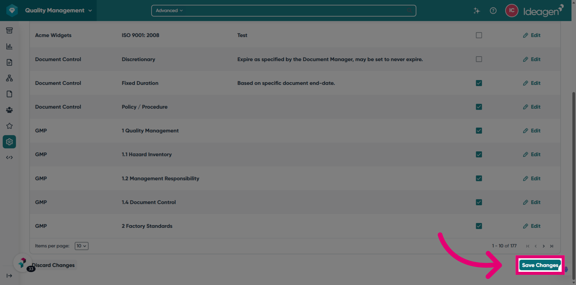 Save Changes for Bulk Disable/Enable