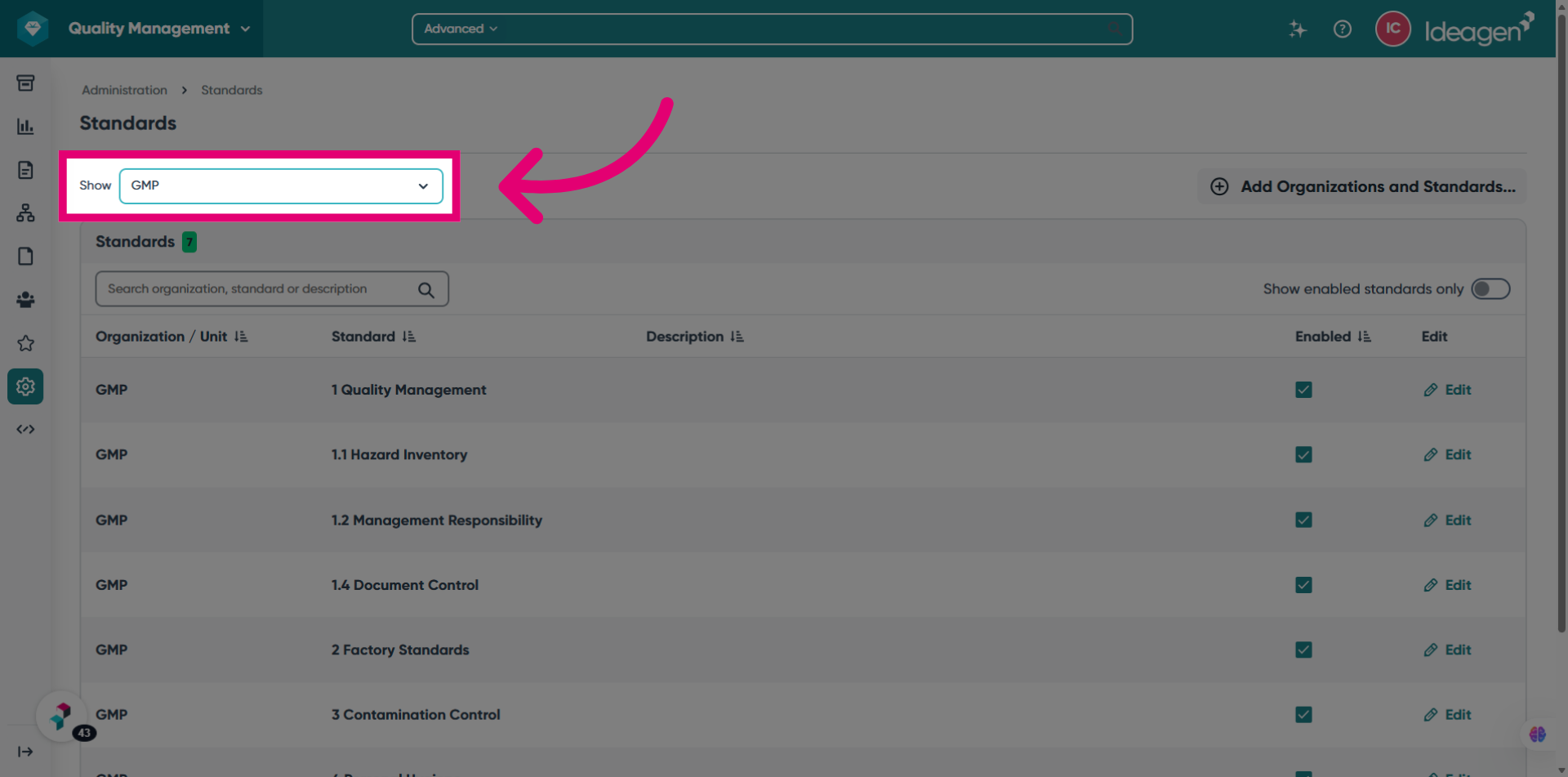 Filter by Organisation