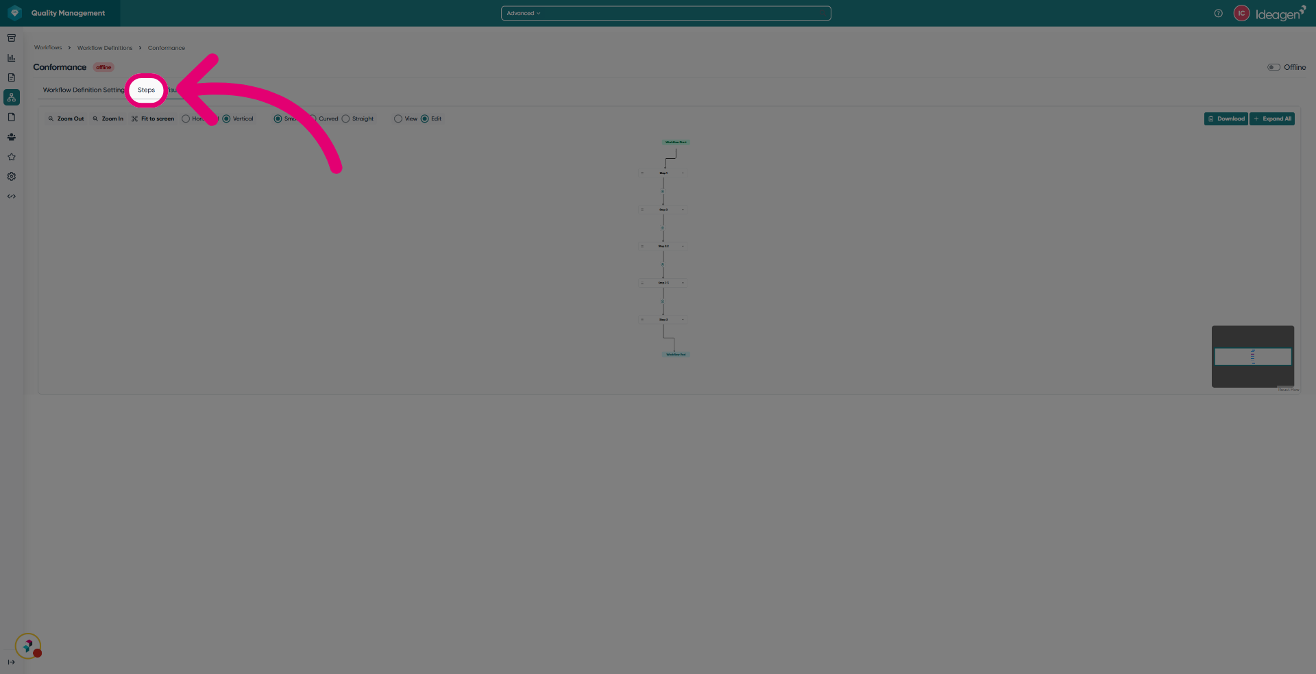 Select the Steps tab