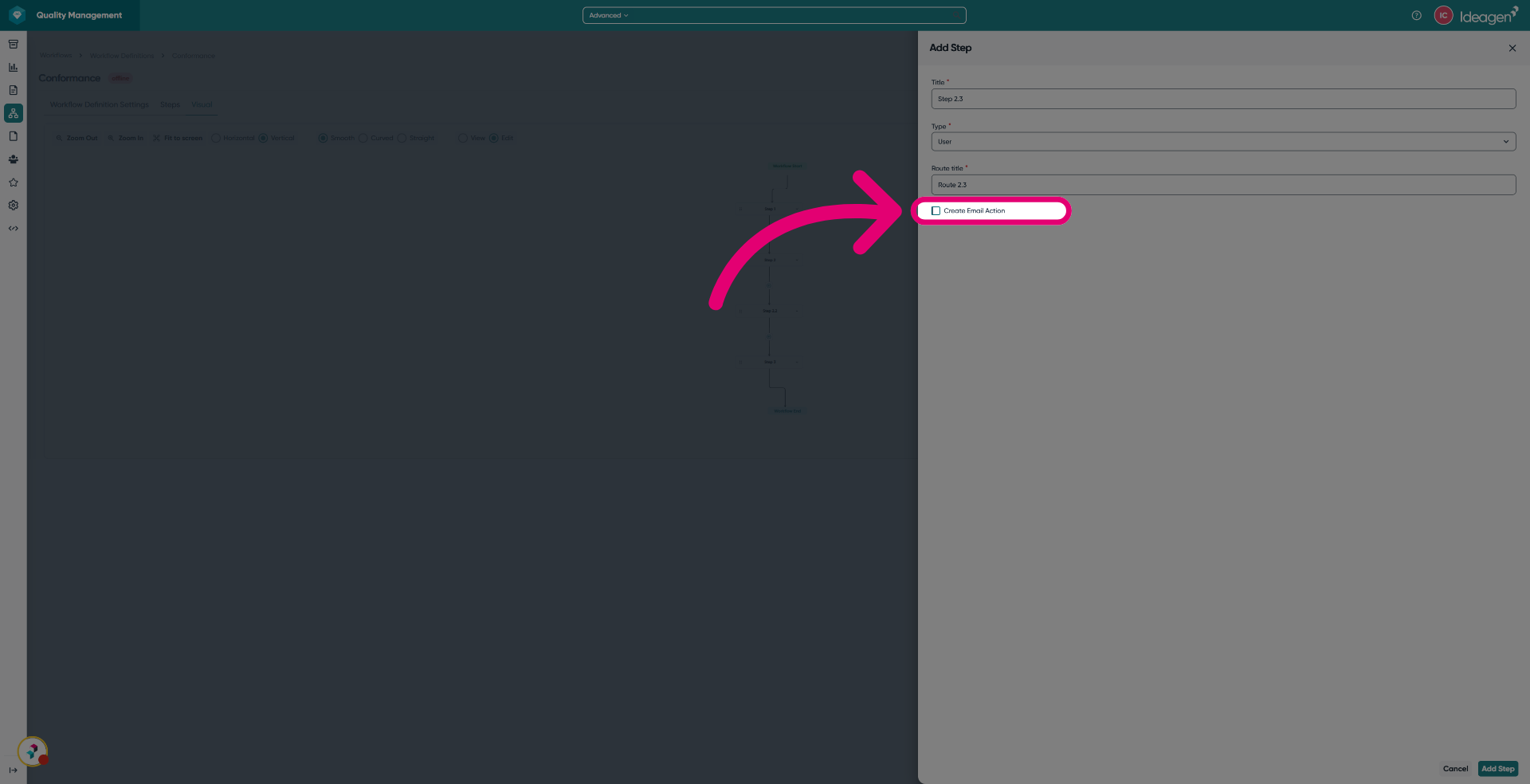 Enable email action
