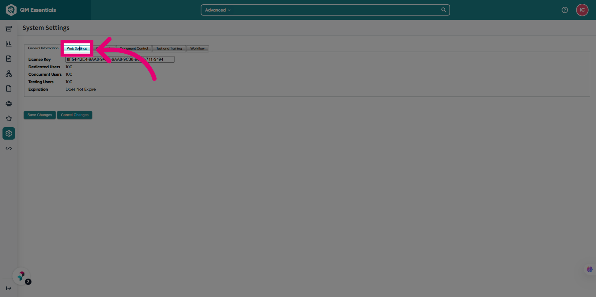 Switch to Web Settings