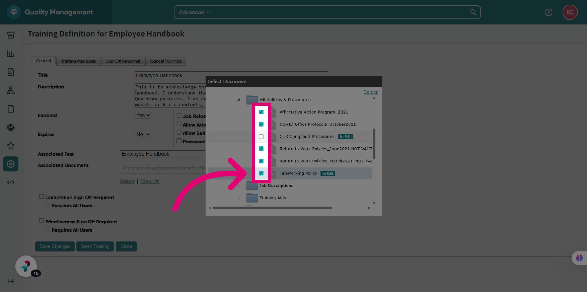 Tick all relevant documents