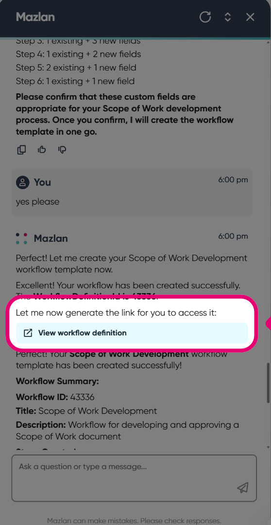 Click 'View workflow definition'