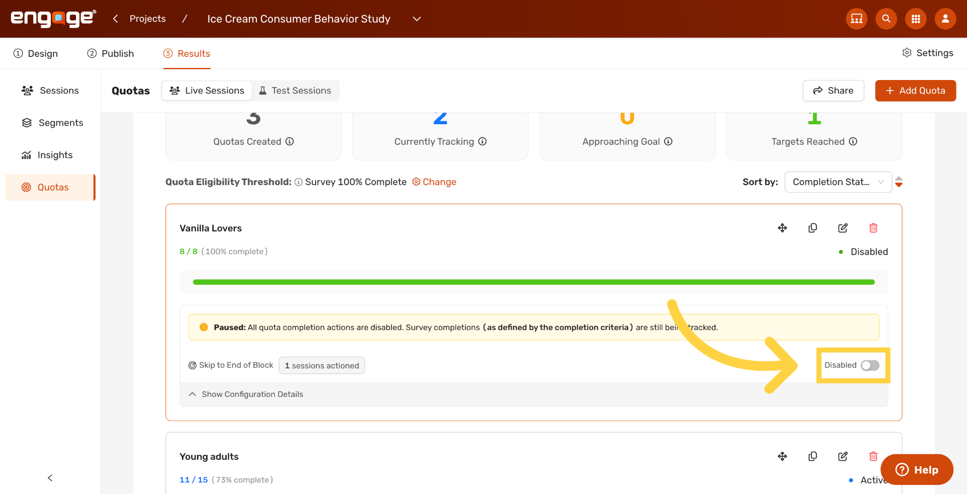 Enable or Disable a Quota