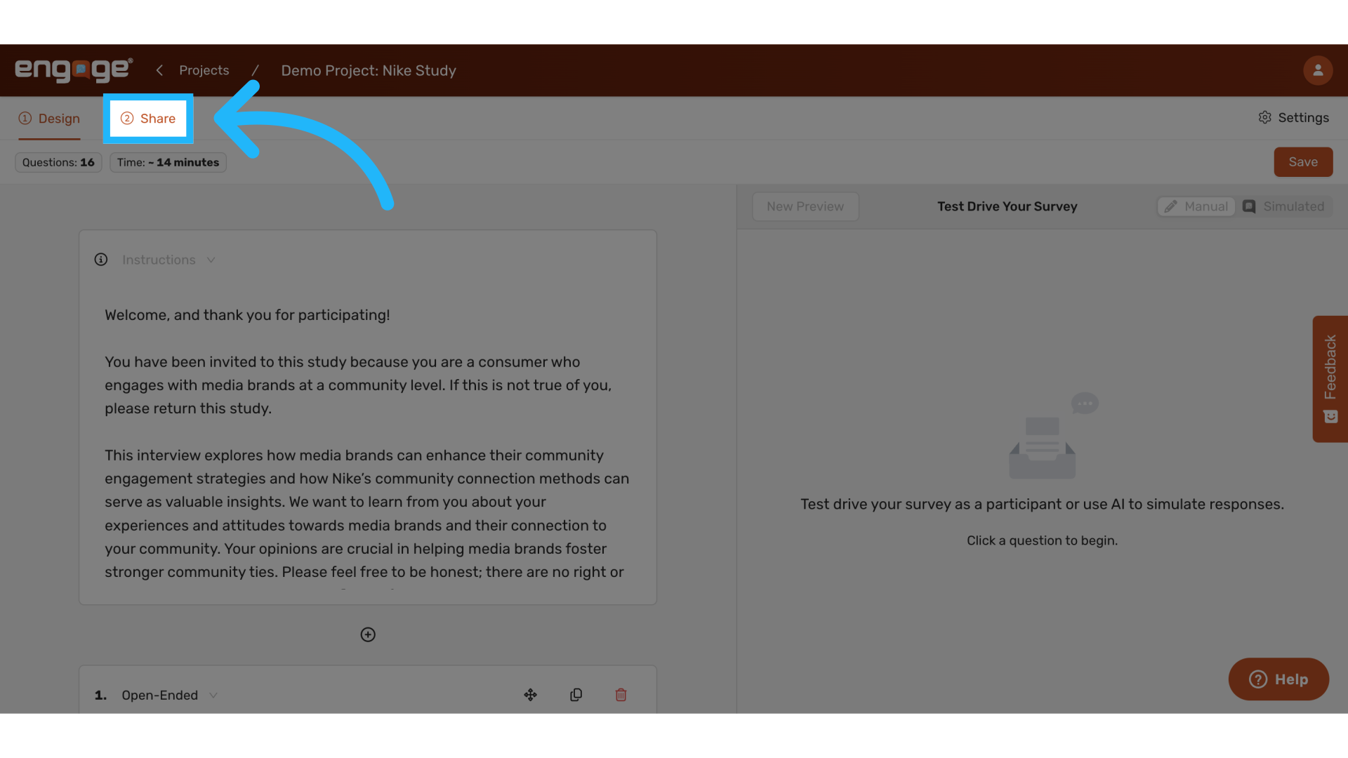 Locate 'Share' tab