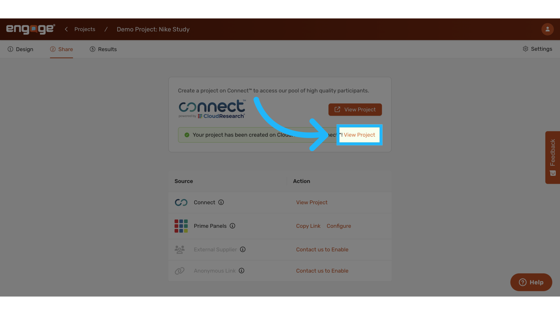'View Project' on Connect