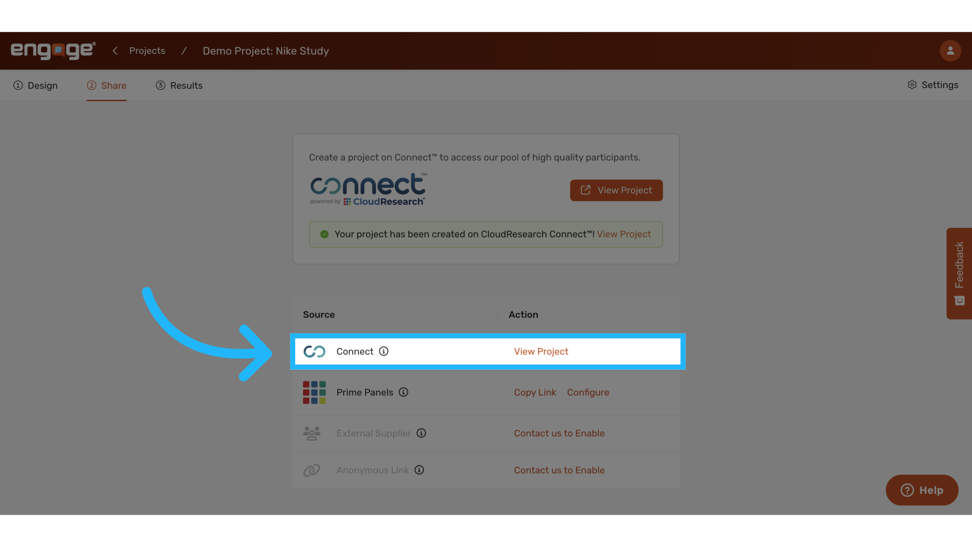 'View Project' on Connect
