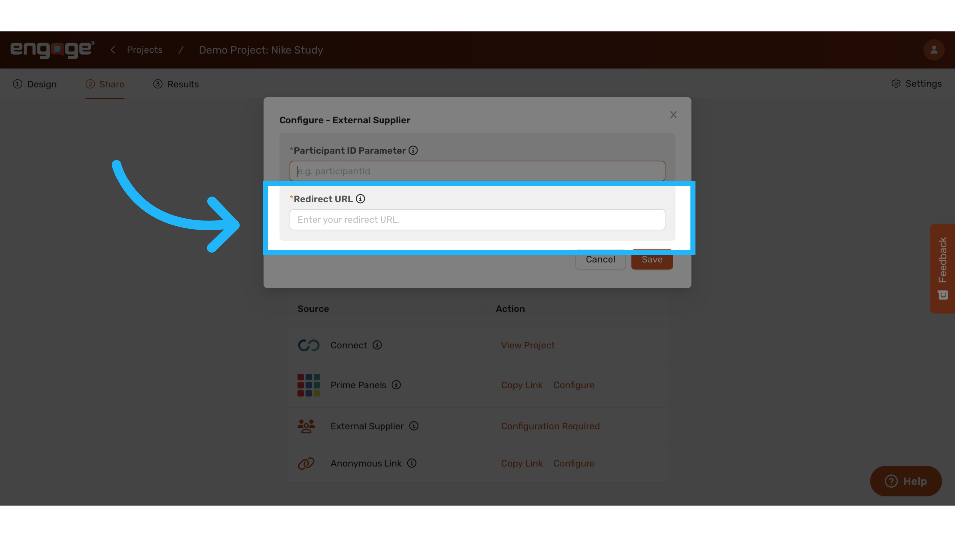 Enter Redirect URL