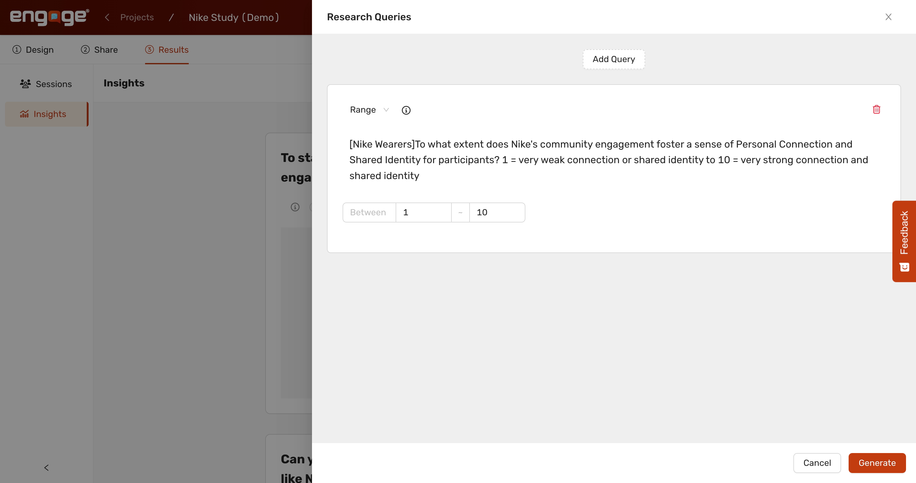 Fill '[Nike Wearers attachment] To what extent does Nike's community engagement foster a sense of Personal Connection and Shared Identity for participants? 1 = very weak connection or shared identity to 10 = very strong connection and shared identity'