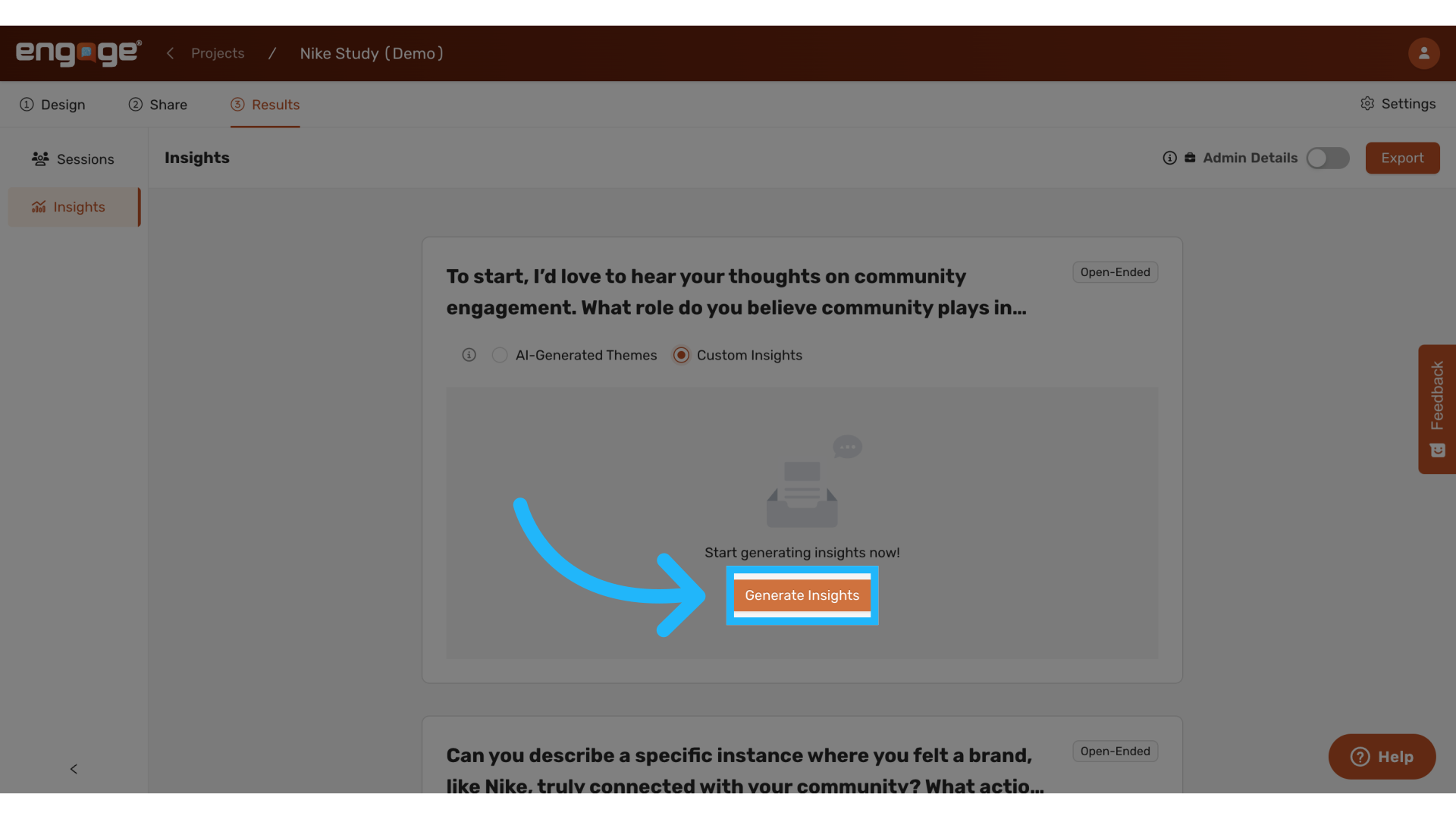 Select 'Generate Insights'