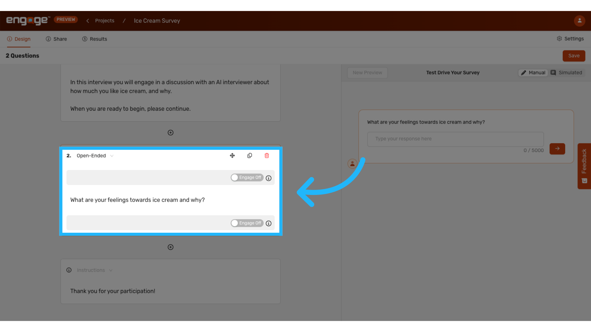 Open ended question example