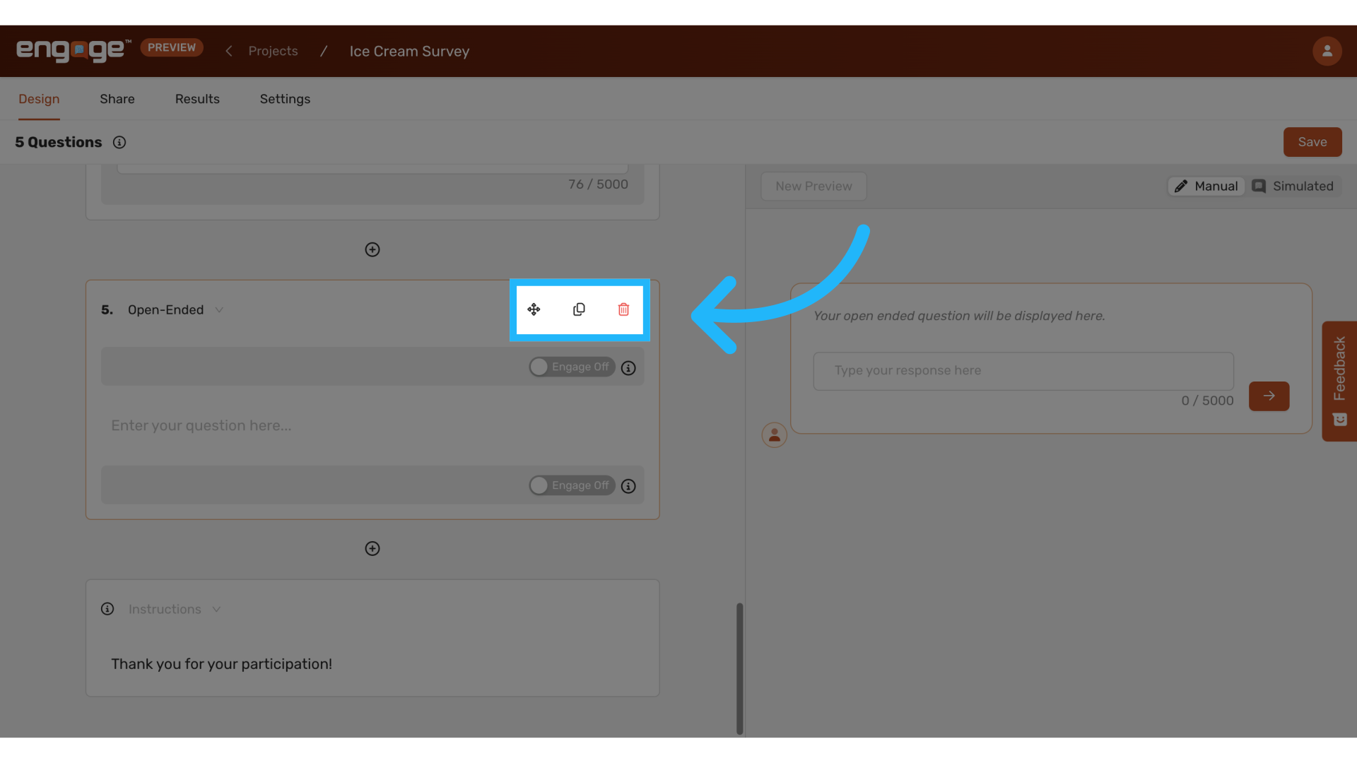 Move, duplicate, and delete questions