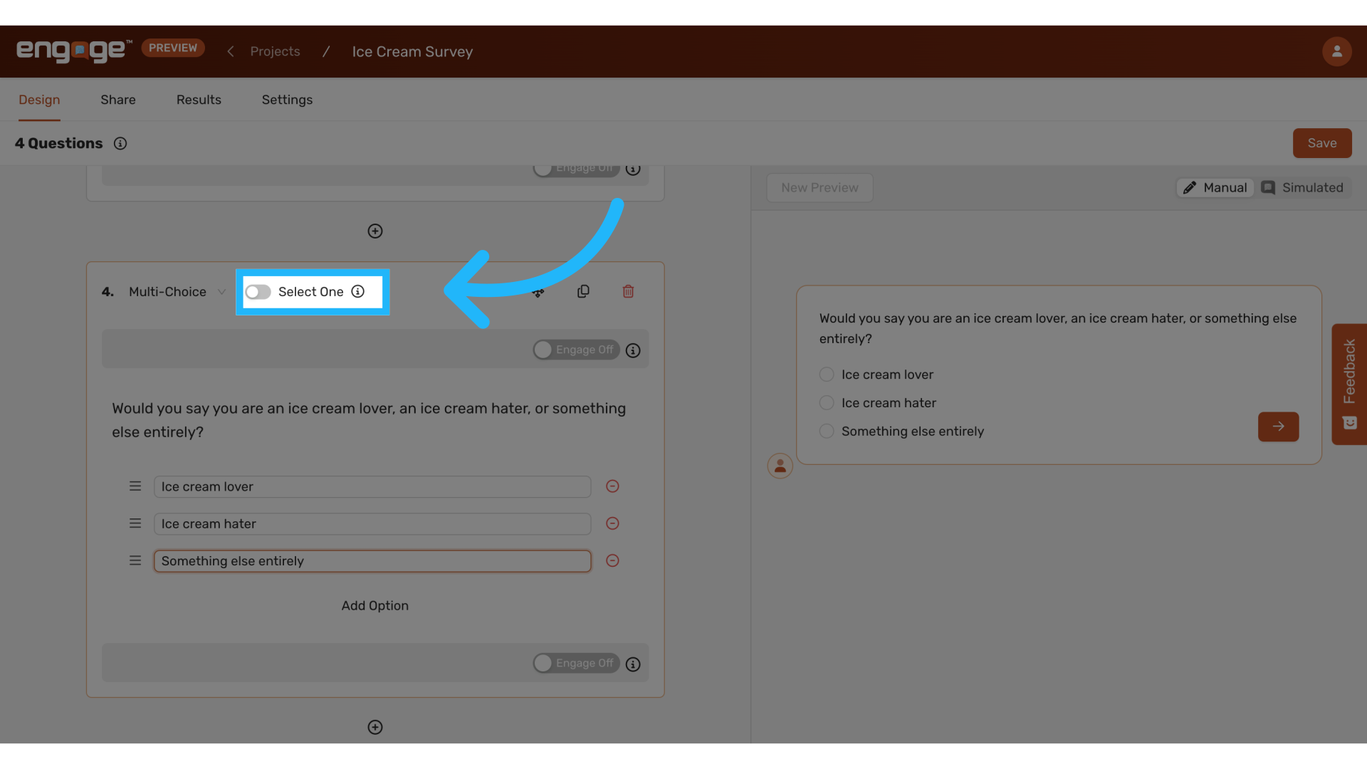 Toggle multi-select on or off