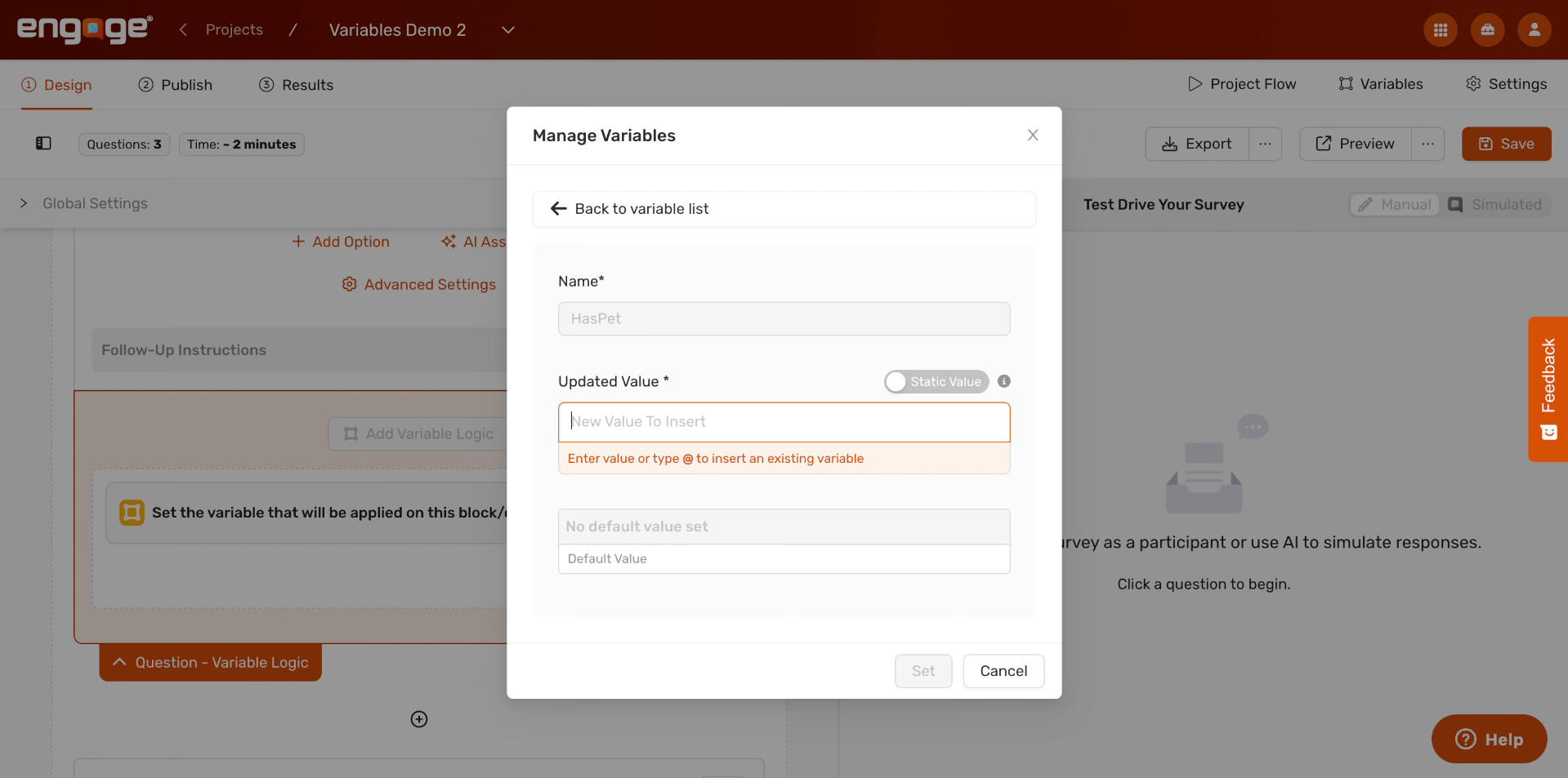 Update Variable Based On Response