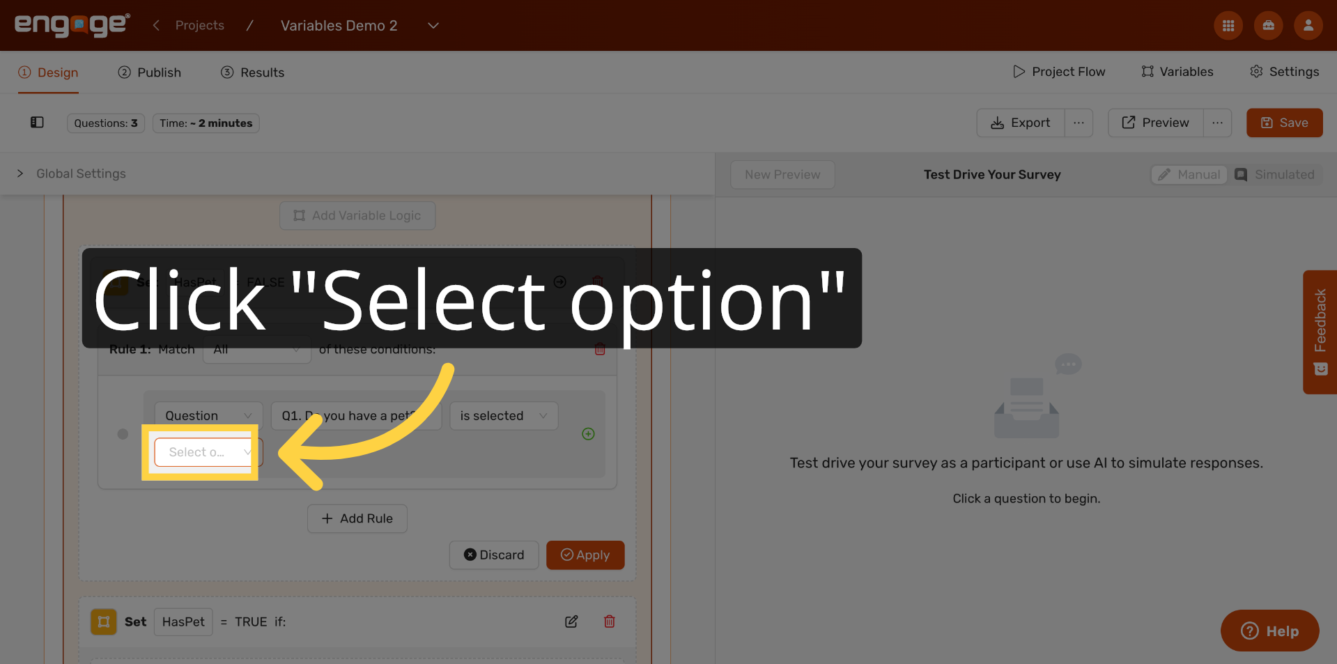Open Option Selection
