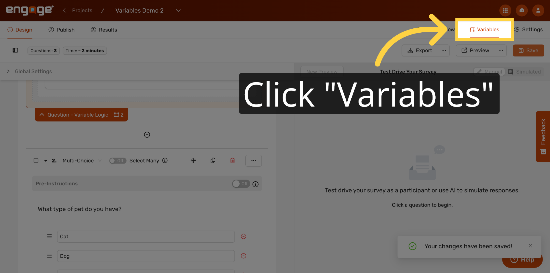 Open Variables Management