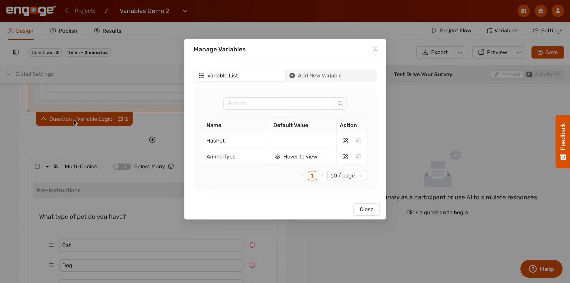 Remove Variable From Settings