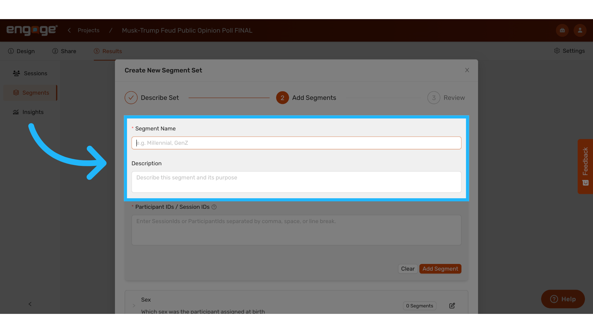 Fill in Segment Name and Description