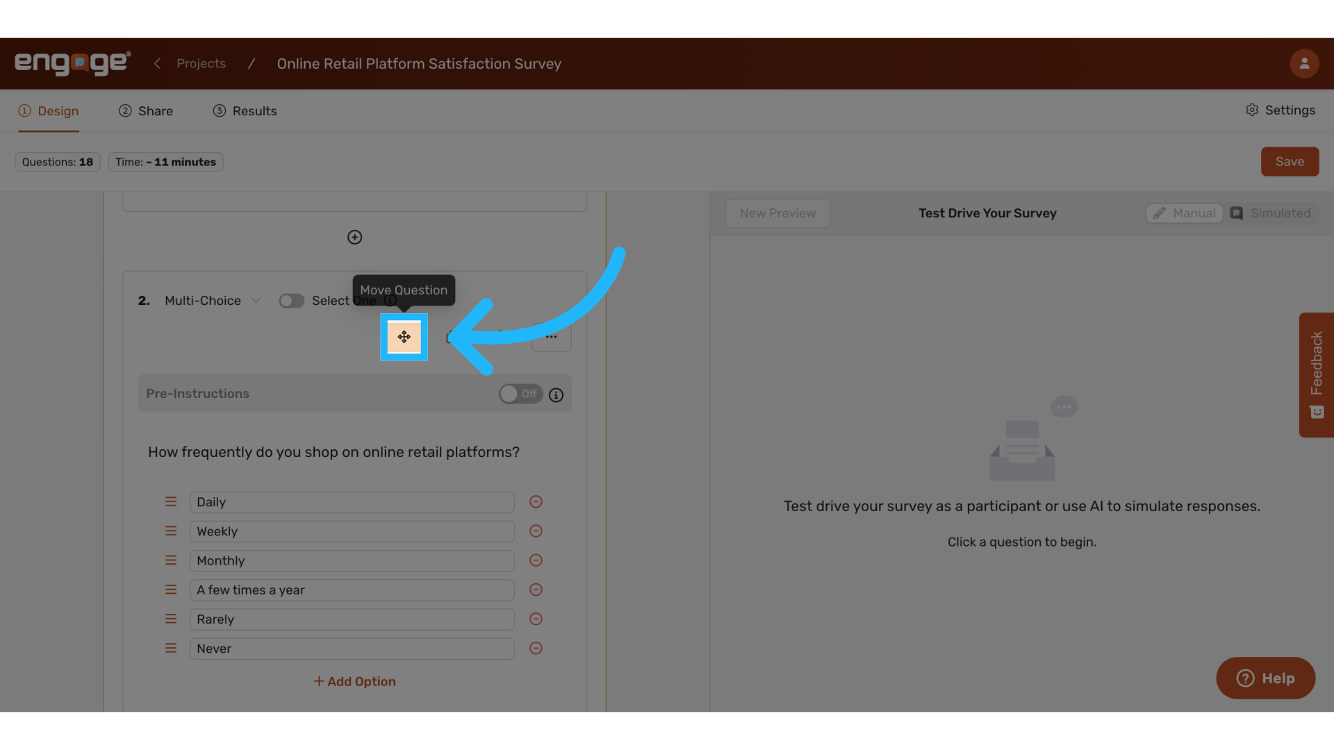 Moving Questions Within Blocks