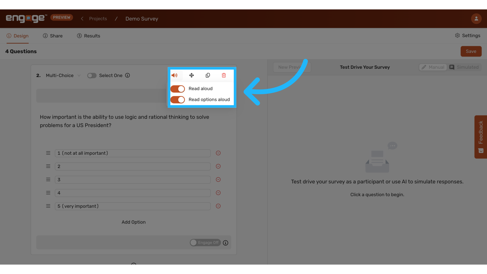 Multi-choice Question and Option Toggles