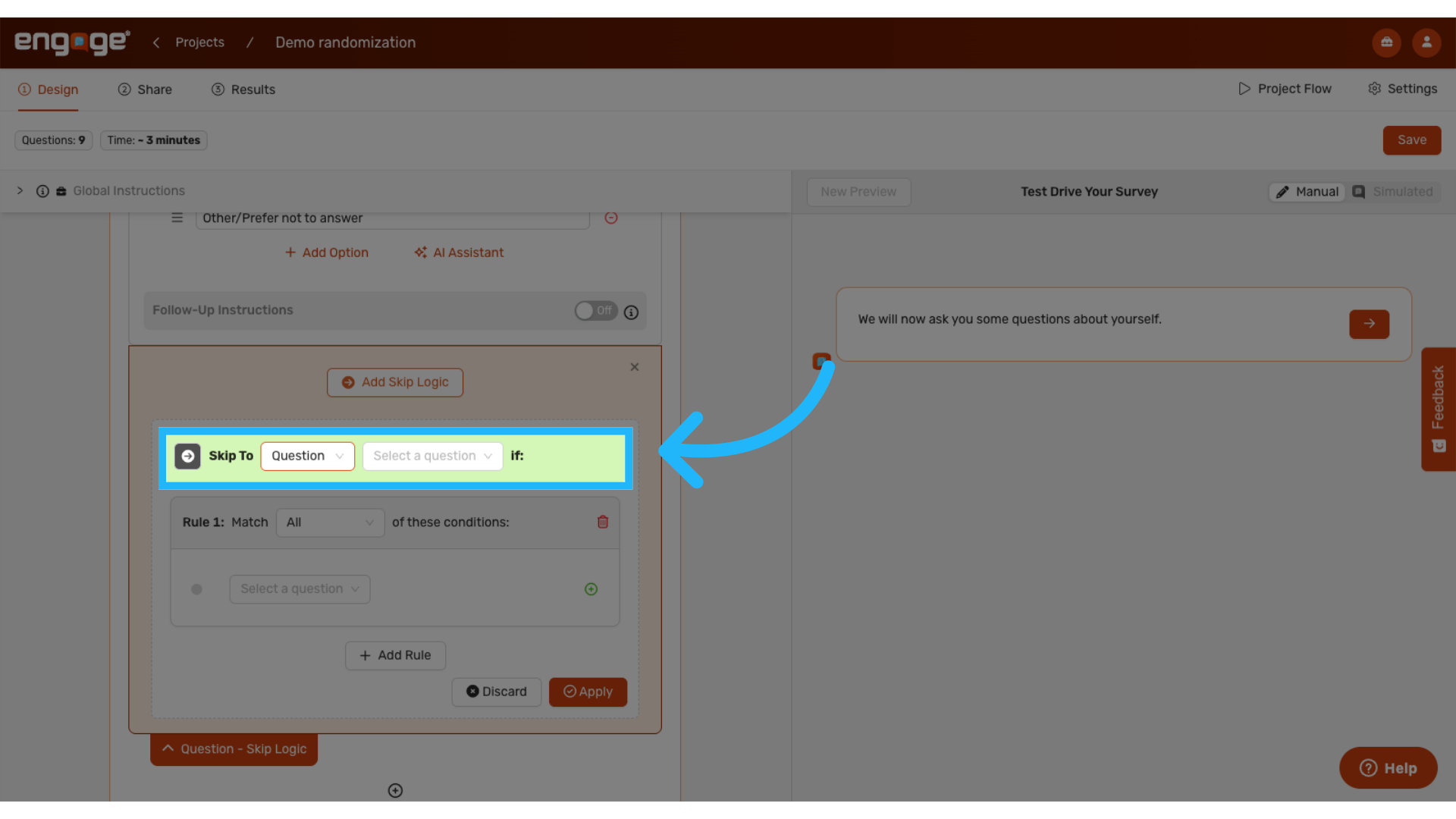 Specify Skip Destination