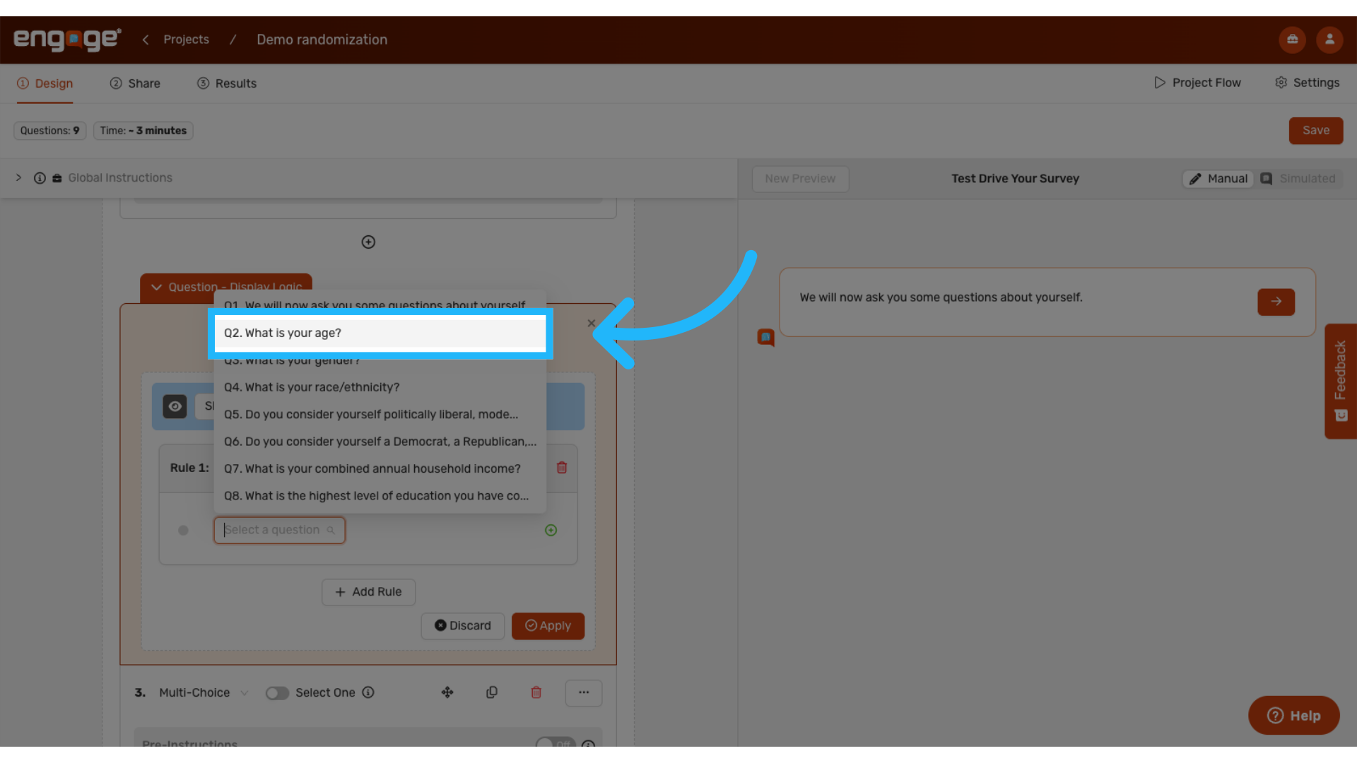 Select Question to Evaluate