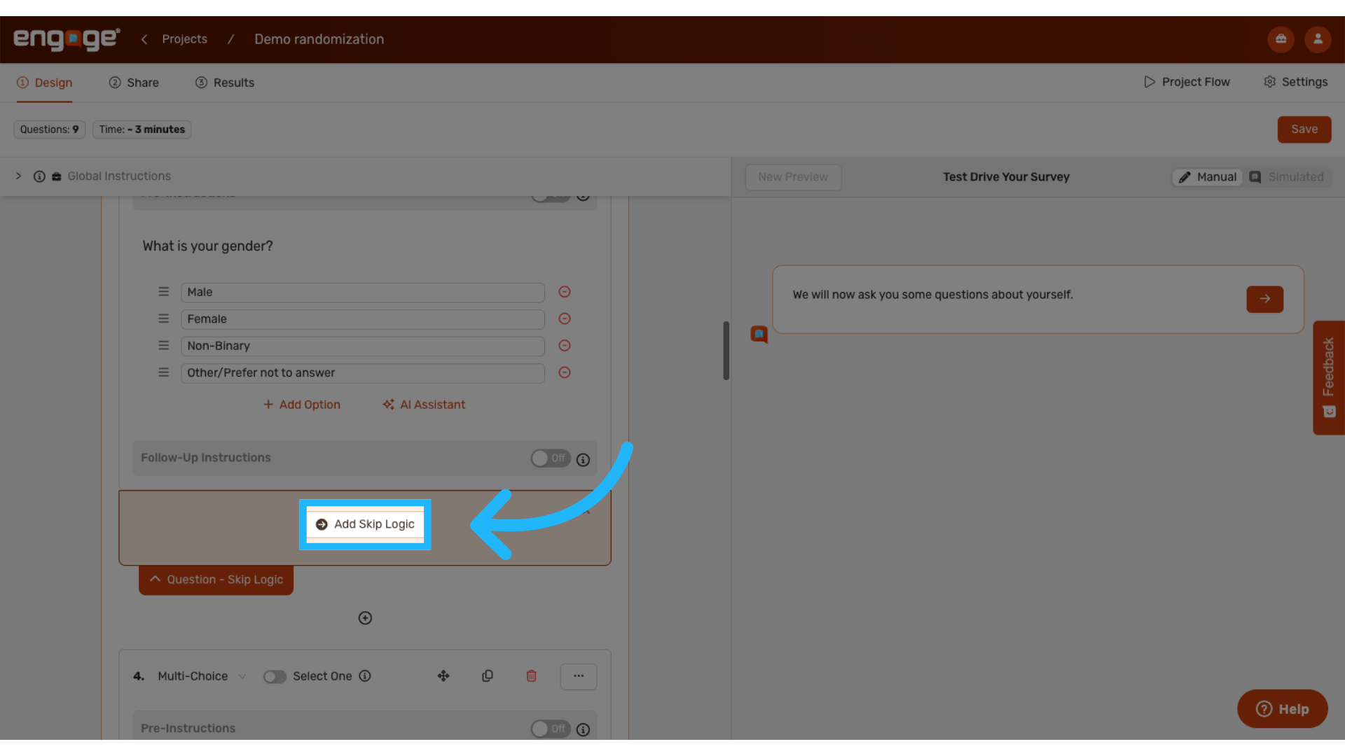 Click 'Add Skip Logic'