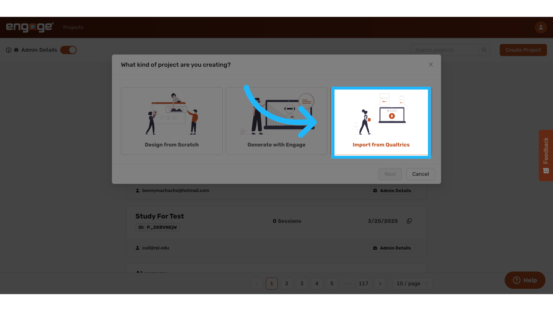 Select Import from Qualtrics