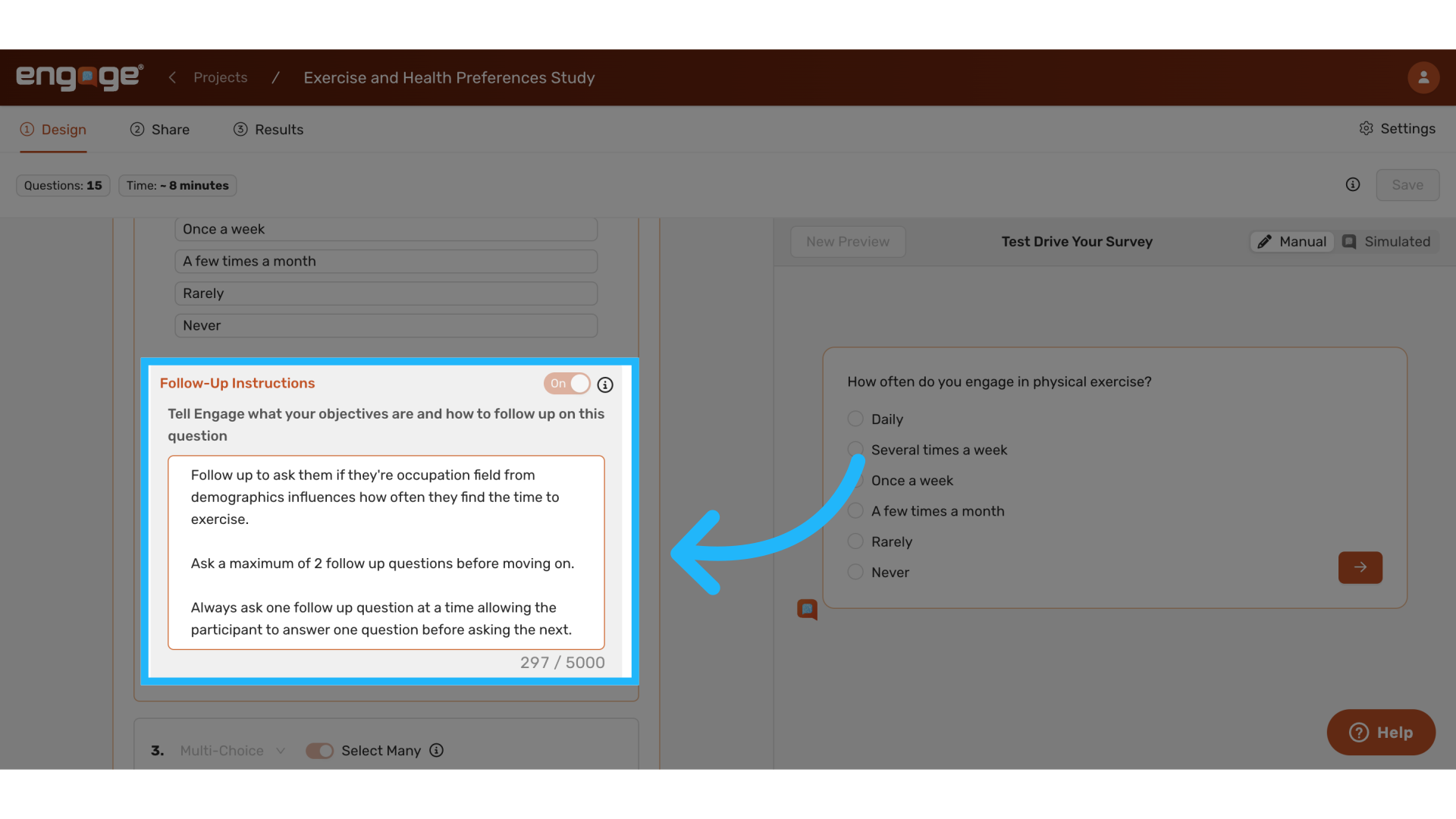 Add follow up instructions with the 'from demographics' phrase