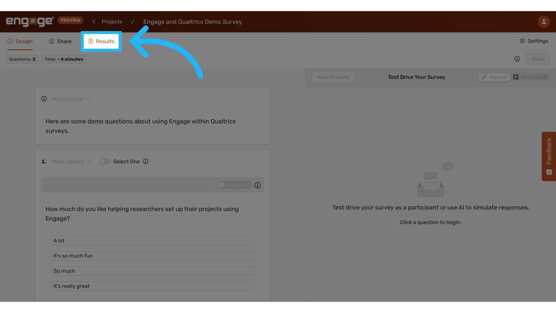 Locate 'Results'