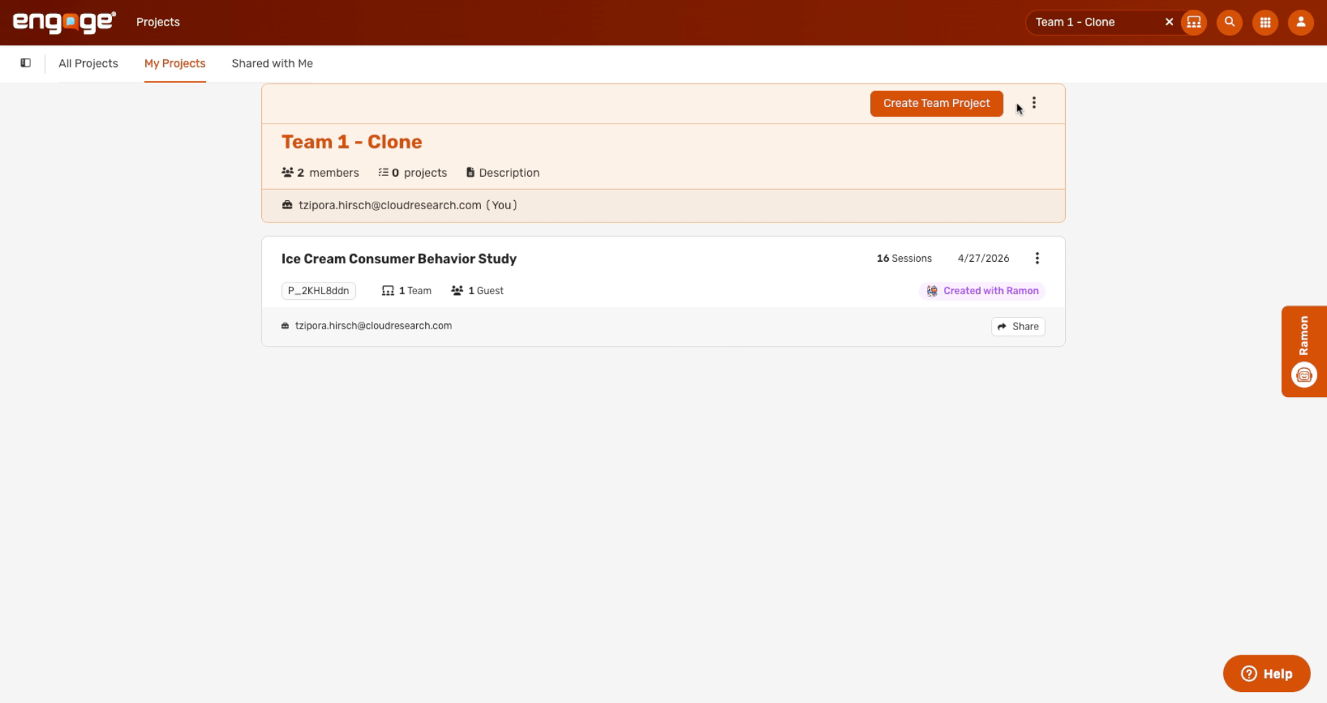 View Shared Project Dashboard