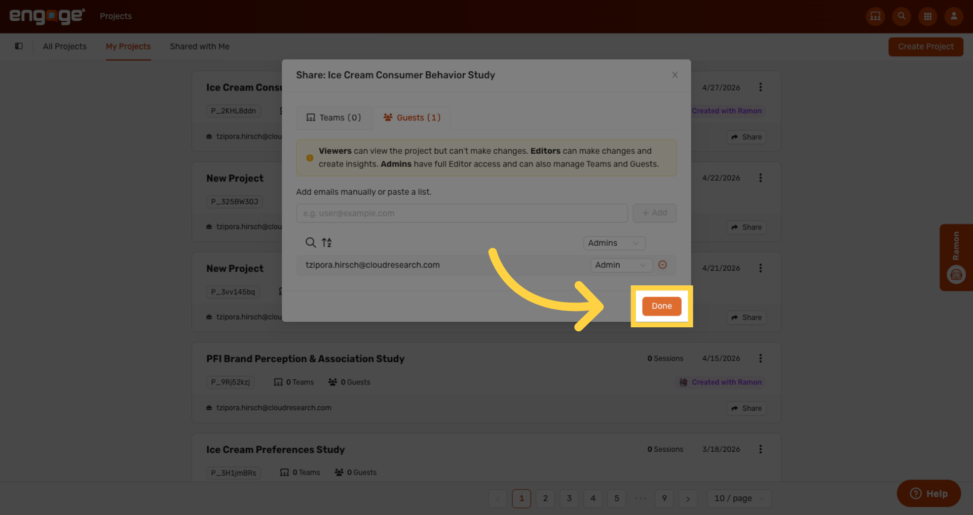 Confirm Sharing Changes