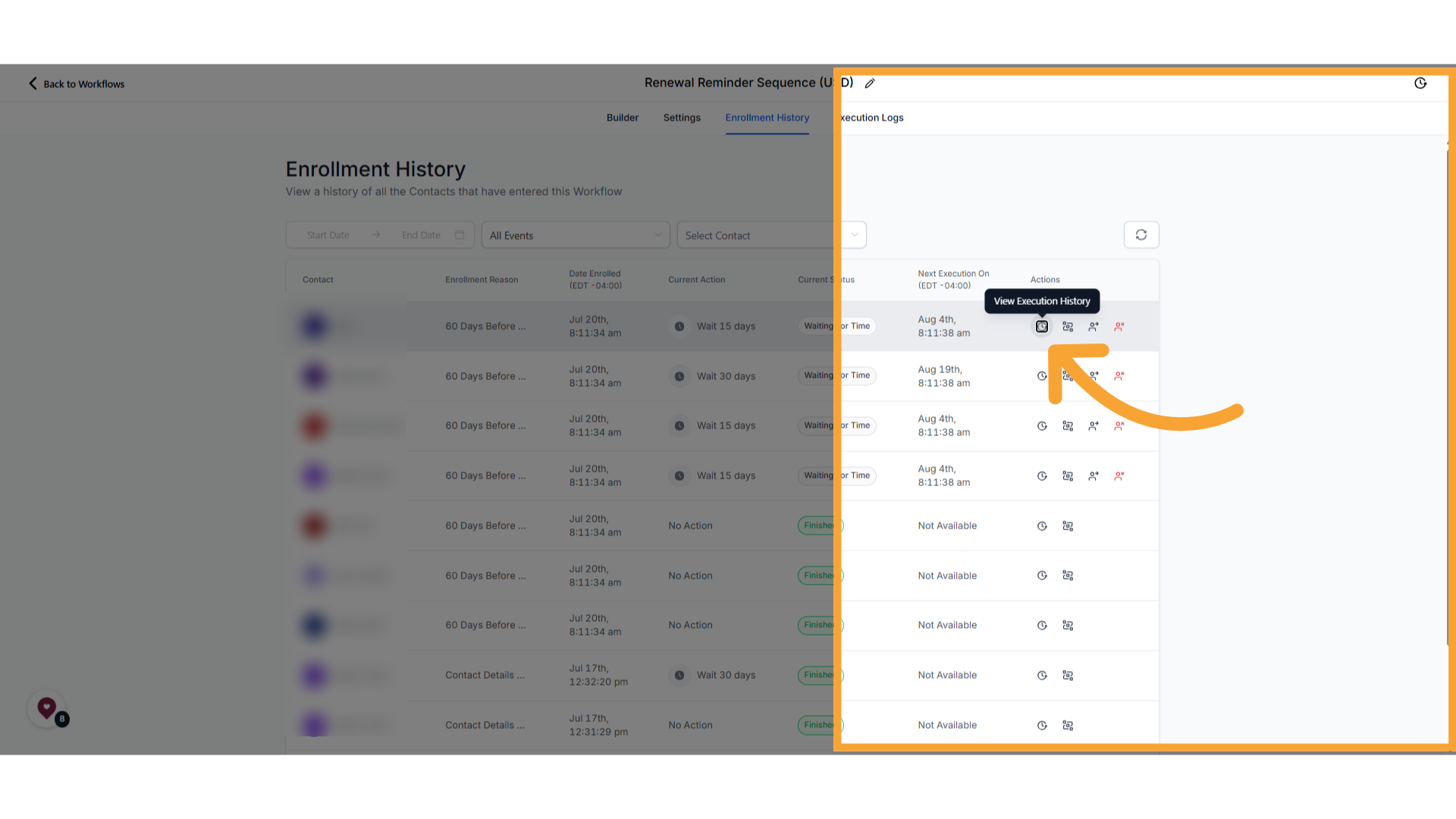 Click the History icon