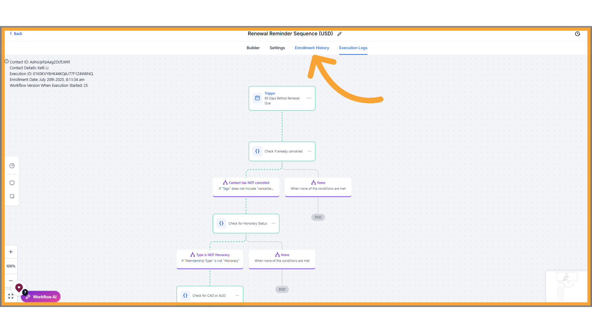 Click 'Enrollment History'