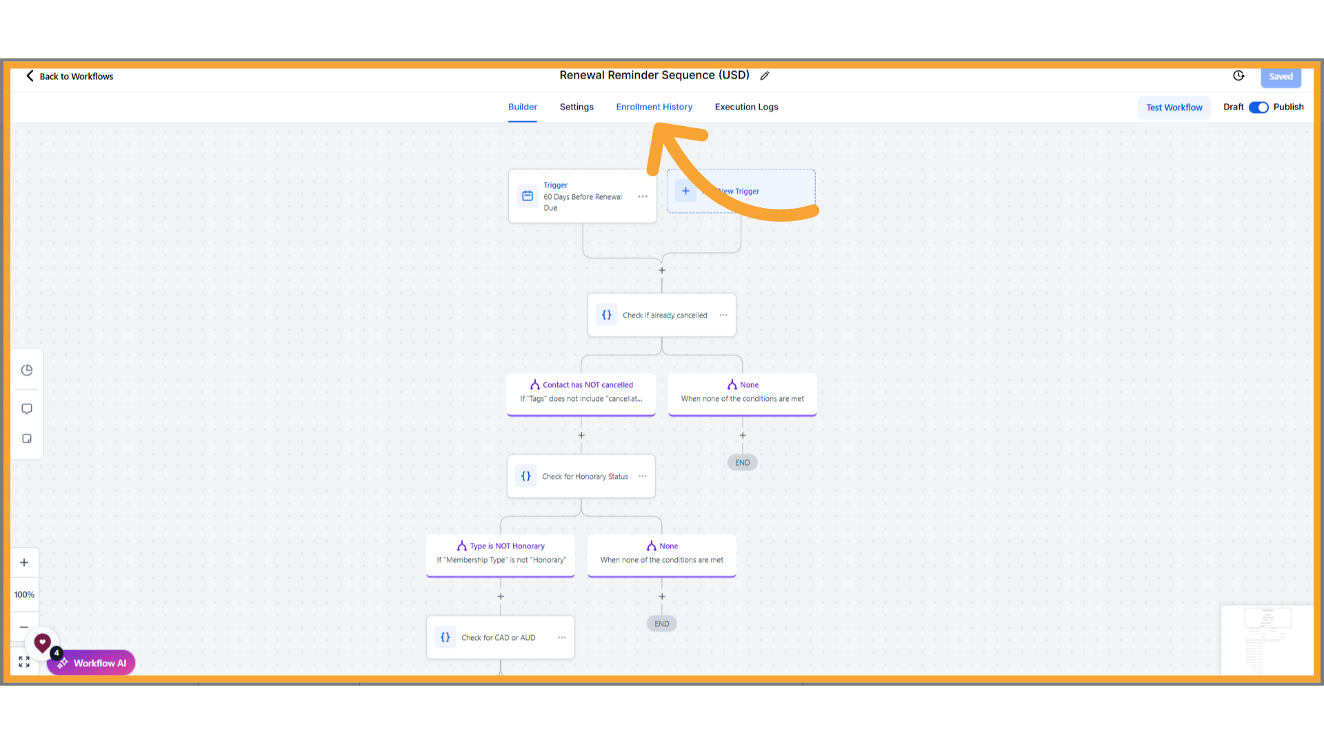 Click 'Enrollment History'