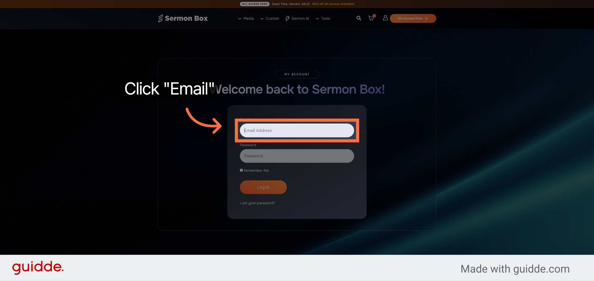 Enter your login details, Click Login