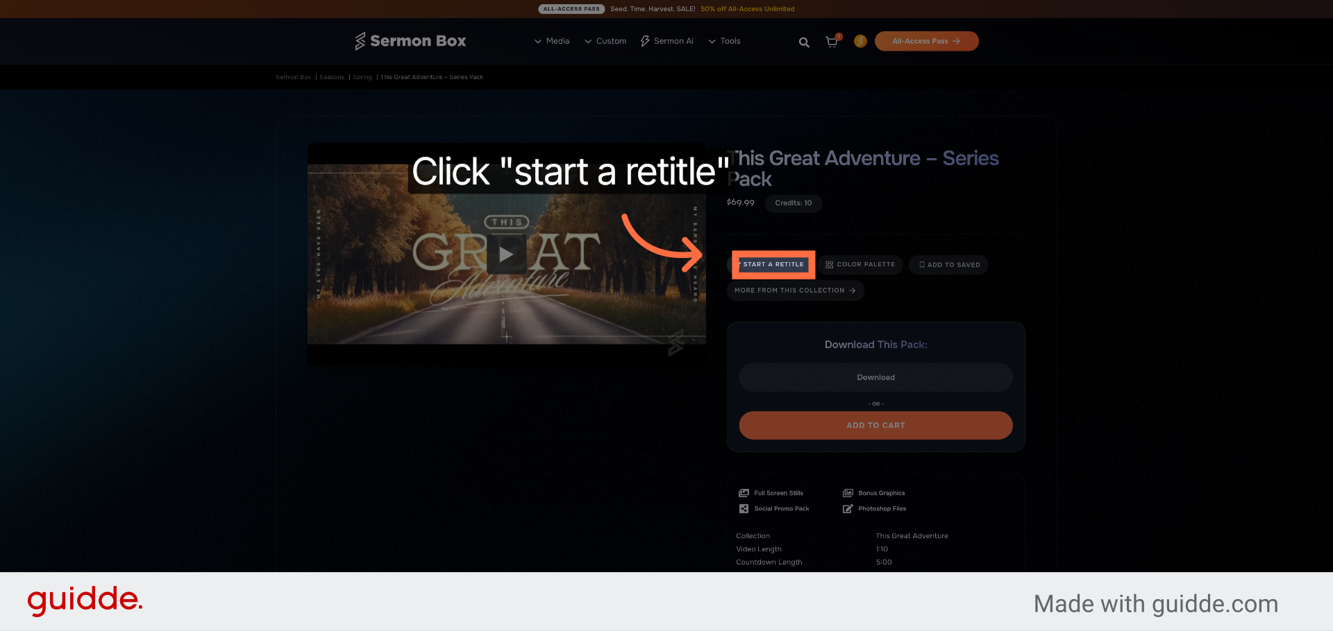 Click Start a Retitle Option