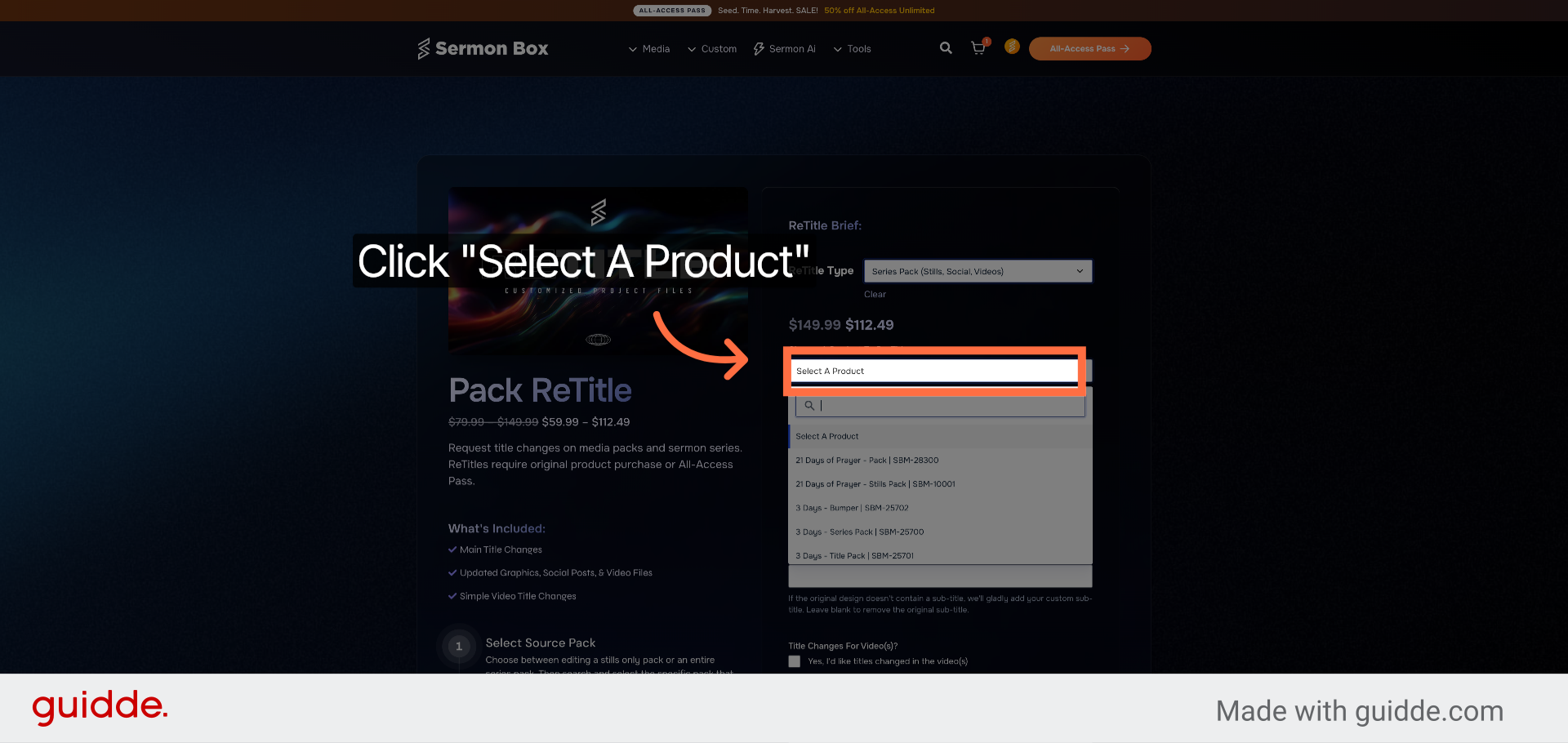 Click Select A Product
