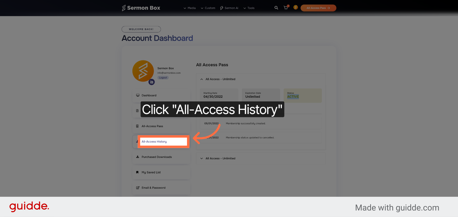 View All-Access History