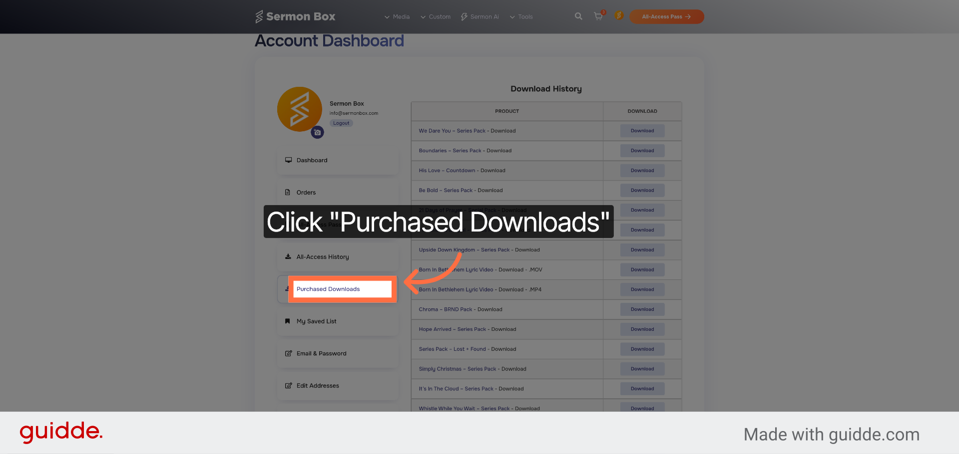 Open Purchased Downloads