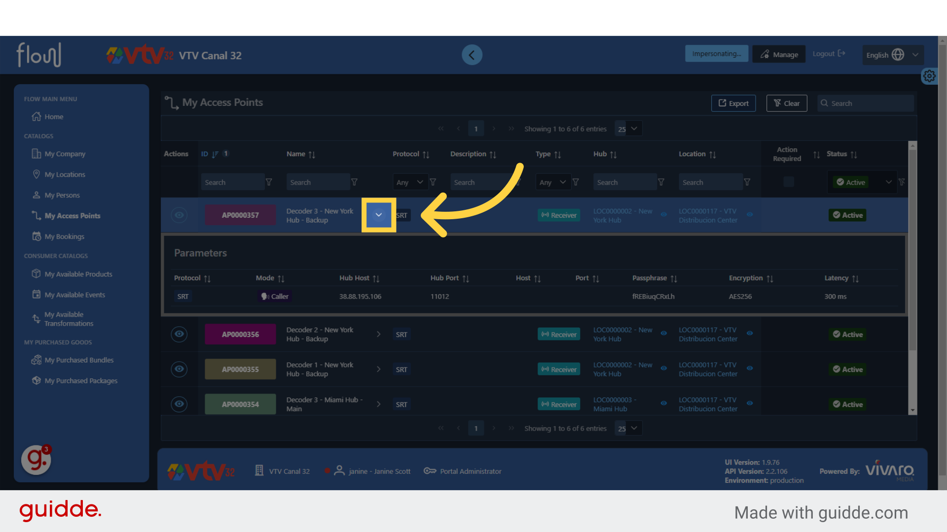 Click the Drop Down Arrow on Each Access Point