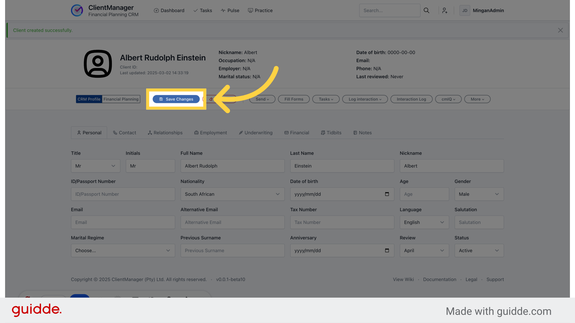 Click 'Save Changes'