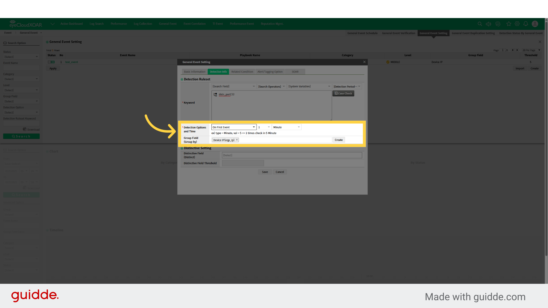 Detect the event upon the first occurrence.
 
Detect the event if it occurs after the reference time has passed since the last rule detection.
 
Ignore the event if the same rule is detected within the reference time.